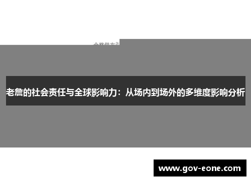 老詹的社会责任与全球影响力：从场内到场外的多维度影响分析