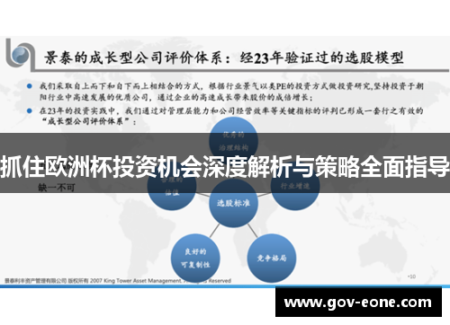 抓住欧洲杯投资机会深度解析与策略全面指导